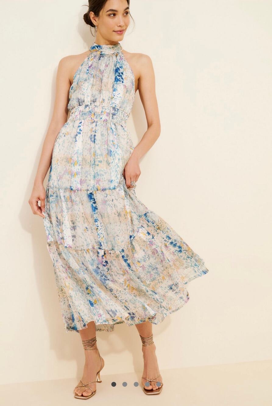 EUC Anthropologie The Somerset Chiffon Maxi Dress in the Halter Edition | Size M